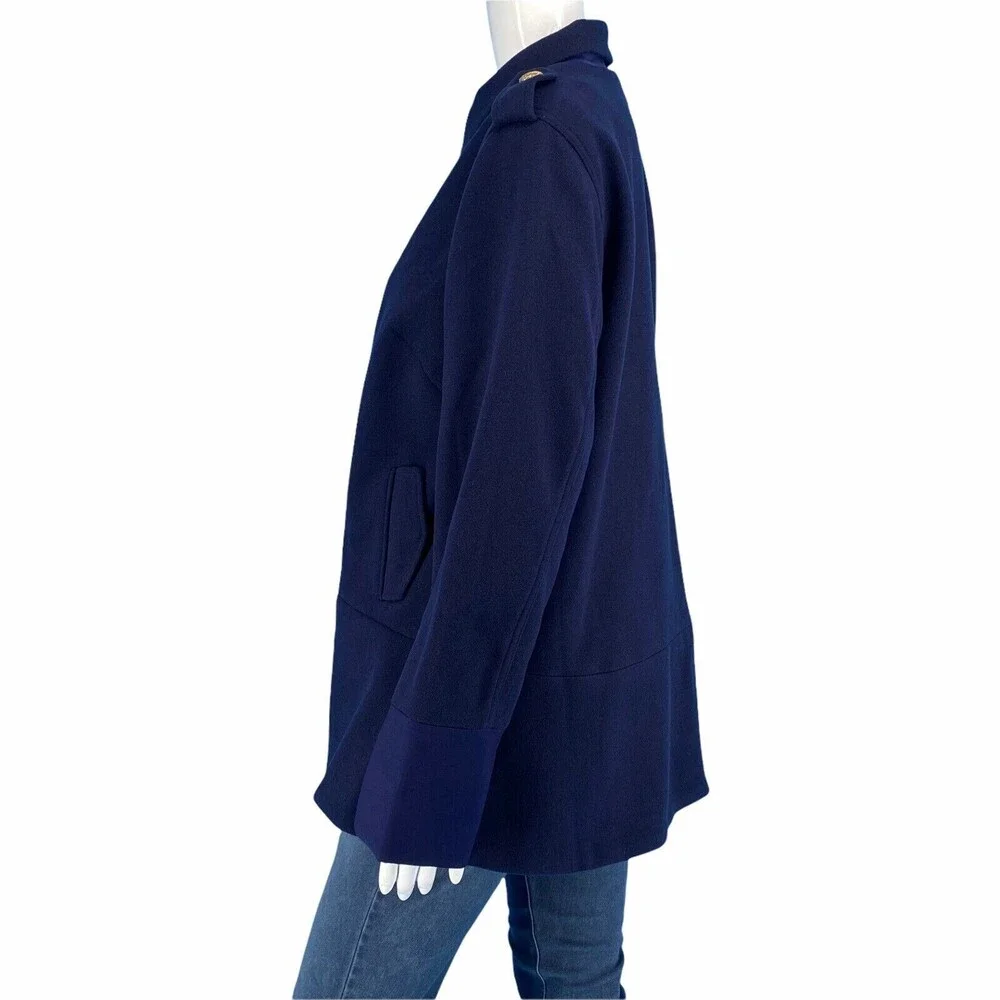 LOGO by Lori Goldstein Legacy Double Knit Coat Medium Size Blue Jacket w Pockets